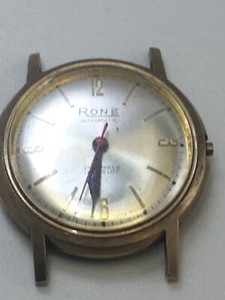 Orologio Uomo Vintage Rone Oro 9ct Automatico Rosso Secondi Lancetta 11,6g Da Riparare - Foto 1 di 18