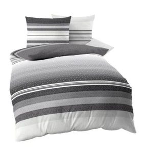 Kaeppel Linon Renforcé Bettwäsche 2 tlg. Faible Grau Silber Anthrazit Streifen - Bild 1 von 7