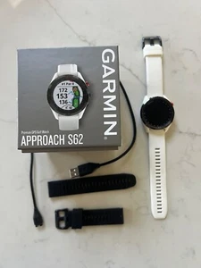 Garmin Approach S62 Premium GPS Golf Smartwatch - White - with extra black strap - Picture 1 of 4