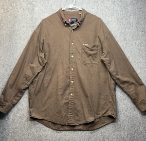 Camisa Chaps Ralph Lauren 100 % algodón talla XL para hombre manga larga con botones marrón - Imagen 1 de 14