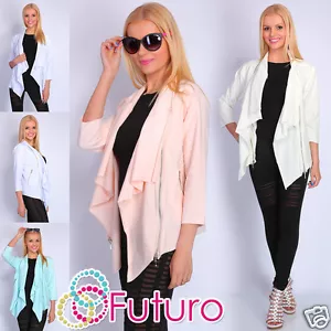 Cárdigan Poncho encogimiento de hombros informal blazer cascada talla 8-12 ft1856 - Imagen 1 de 10