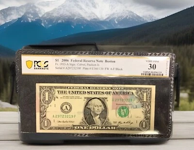 PCGS BANKNOTE VF 30 ~ 2006 $1 FRN BOSTON  - Image 1 of 4