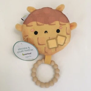 NEW Silicone Teether Plush Soft Baby Toy Breakfast Waffle Pearhead Teething Ring - Picture 1 of 5