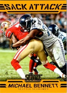 2016 Score Sack Attack Gold #9 Michael Bennett - Imagen 1 de 2