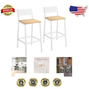 Stylish Oak Beige Bar Height Stools – Durable Set of 2 for Home Bar or Kitchen - Picture 1 of 10