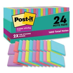 Post-it Notes Super Sticky 65424SSMIACP Pads in Supernova Neon Color (24/PK) New - Picture 1 of 11