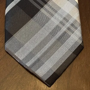 Perry Ellis Portfolio Black Gray 100% Silk Men’s Neck Tie Made In China - Picture 1 of 9