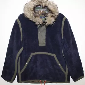 Chaqueta con Capucha Polo Ralph Lauren Para Hombres Azul Marino Polar Imitación Piel Nueva con Etiquetas $299 Talla M - Imagen 1 de 5