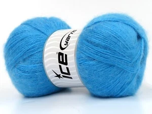 LOT OF 4 Ice MOHAIR PASTEL Yarn #80812 LIGHT TURQUOISE Fine Mohair Wool Blend - Picture 1 of 4