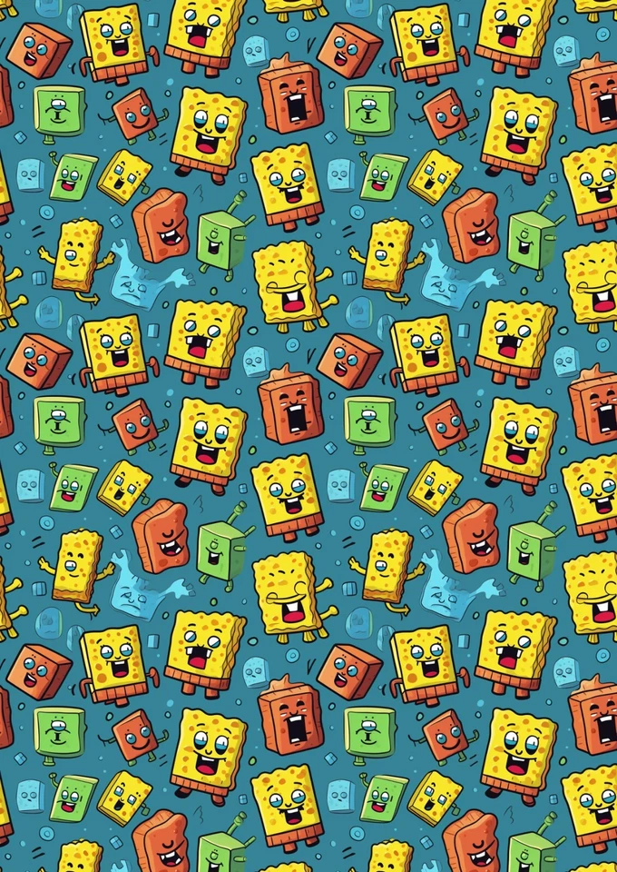 SPONGEBOB SQUAREPANTS Birthday Gift Wrap - Spongebob Quality Wrapping Paper - D5 - Image 1 of 1