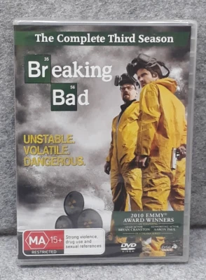 NEW: BREAKING BAD Season 3 DRAMA TV Series DVD Region 4 PAL Free Post - Image 1 of 2