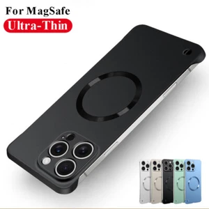 For iPhone 16 15 Pro Max 14 13 12 Ultra-Thin Magsafe Frameless Hard Case Cover - Picture 1 of 17