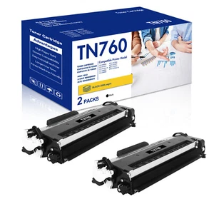 2PK TN760 Toner Compatible with Brother MFC-L2710DW L2710DW HL-L2390DW L2750DW - Picture 1 of 6
