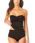 Nwt Anne Cole Black Twist Front Ruched Swimsuit Tankini Top Medium