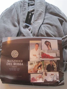 Mens Fleece Bathrobe Full Length Robe Alexander Del Rossa Soft Steel Gray SM-MED - Picture 1 of 9