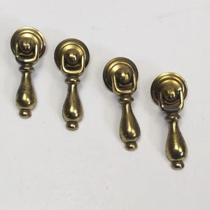 Lot Of 4 Vintage CH3106 Brass Tear Drop Drawer Door Pull Handles with Backplate - Picture 1 of 8
