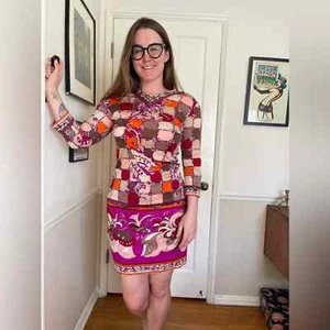 60s Vintage Emilio Pucci Stretch Silk Dress - Picture 1 of 14