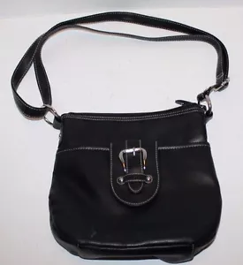 Croft & Barrow schwarze Kunstleder Schultertasche Handtasche - kostenloser Versand! - Bild 1 von 5