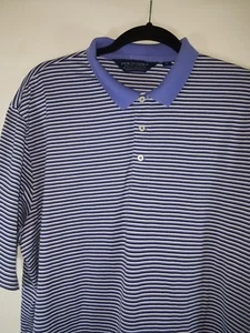 Ralph Lauren Mens  Polo Golf purple white striped Size Large 100% Pima cotton - Picture 1 of 8