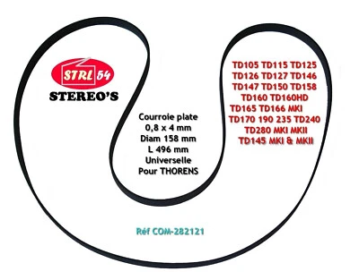 Courroie HQ platine disque vinyle THORENS TD115 TD126 TD160 TD165 TD166 TD280... - Photo 1/4