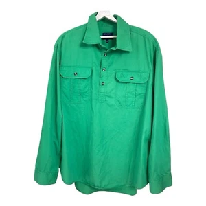 Brumby Work Shirt Men Sz 3XL Half Button Cotton Jackeroo Long Sleeve Green - Picture 1 of 11