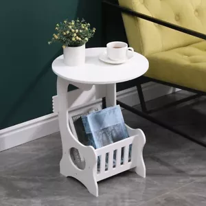 Round Coffee Table Sofa Side Table with Storage Bedside Tables White - Picture 1 of 11