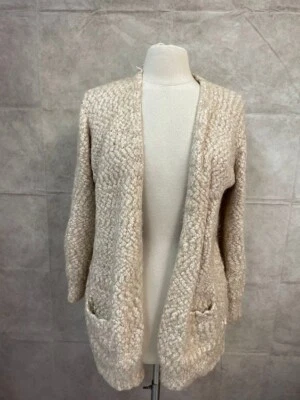 Chelsea & Theodore Women's Open Front Cardigan Beige Size L - Image 1 of 4