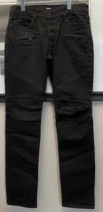 Hudson Jeans Mens 34 Blinder Biker Moto Black Cotton Blend Denim Button Fly - Picture 1 of 8