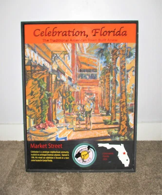 VTG Oil on Canvas for Disney's Celebration, Florida The American Town Built Anew - Image 1 of 4