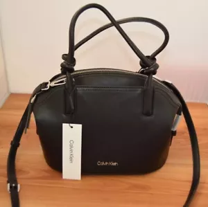 Borsa a mano CALVIN KLEIN Firma Logo A 2 vie Borsa Nera Maniglia Superiore Cinghia a Tracolla - Foto 1 di 11