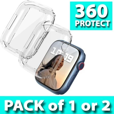 CLEAR Case for Apple Watch Series 11 10 9 8 7 6 5 SE 360 Screen Protector Cover - Image 1 of 4