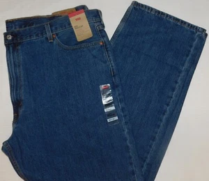 LEVIS 505 Regular Fit Jeans Straight Leg Reg Thru Thigh Big & Tall Dk Stonewash - Picture 1 of 8