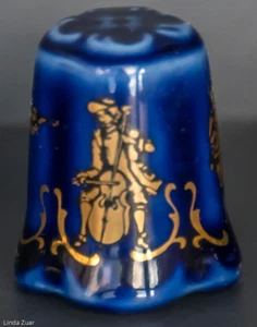 Dedal de colección Emmence Ludwig China coleccionable azul oscuro con figuras doradas con Germay - Imagen 1 de 7
