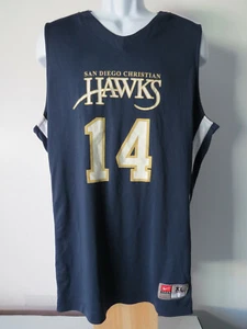 SAN DIEGO CHRISTIAN HAWKS BASKETBALL JERSEY NIKE 14 BLUE college santee - Picture 1 of 5