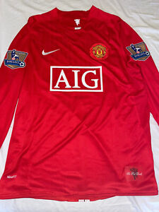 Ronaldo Manchester United EPL 2006 2007 Home Red Long Sleeve Jersey Large