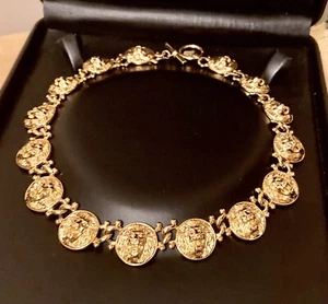 Anne Klein Lion Head Choker Necklace Chain 17.25”LG Toggle AK Tag, 15 Lion Heads - Picture 1 of 9