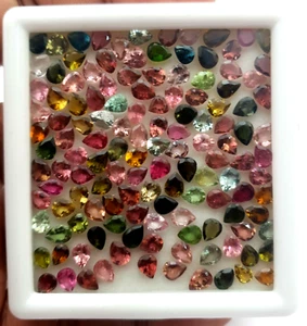 10 CT Natural Multi Tourmaline Pear Cut Loose Gemstone Lot 77 Pcs 3*4 MM - Picture 1 of 5