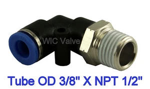 Pneumatic Male Elbow Connector Push In Fitting Tube OD 3/8" X NPT 1/2" 5 Pieces - Picture 1 of 1