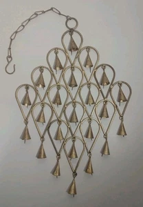 Diamond Shaped Brass Colored Wind-chime w/Cylinder Bells, 12" X 18" & 11" Chain! - Picture 1 of 12