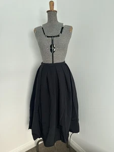 Seed Heritage Black Taffeta Fit Flare Midi Vintage Style Elegant Skirt 8 S - Picture 1 of 10