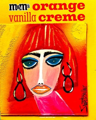 colorful LADY PORTRAIT PAINTING POP ART Recycled CB Original SWARTZMILLER DNA - Image 1 of 4