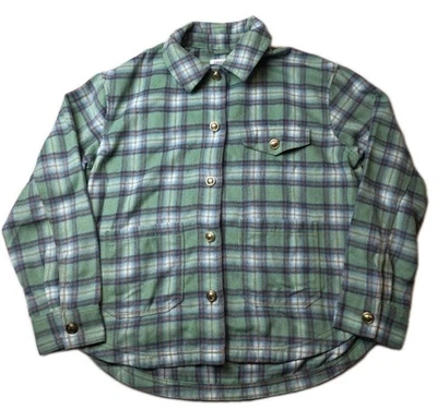 Jaqueta camisa xadrez American Eagle tamanho grande M lã botões dourados nova com etiquetas - Imagem 1 de 4