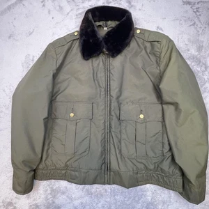 Vtg Horace Small Jacket Mens 44R Green Police Duty Bomber Faux Fur Collar USA - Picture 1 of 16