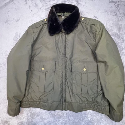 Vtg Horace Small Jacket Mens 44R Green Police Duty Bomber Faux Fur Collar USA - Image 1 of 4