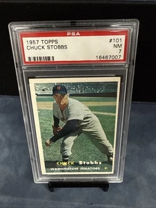 1957 Topps #101 CHUCK STOBBS PSA 7 Near Mint Washington Senators - Picture 1 of 10