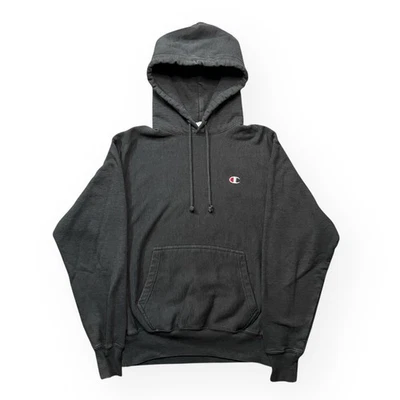 Sudadera con capucha vintage Champion tejido inverso para hombre gris grafito mediano Y2K Foto 1 de 4