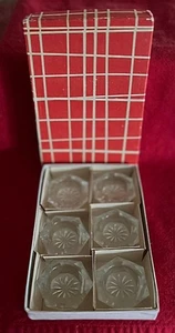 Vintage Set of 6 Bohemia Glass Salt Cellars w Box Hexagon Shape Czechoslovakia - Picture 1 of 5