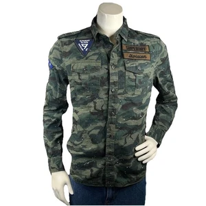 Super Dry Hombres Edición L Patrulla Manga Larga Militar Ripstop Camuflaje Abotonable - Imagen 1 de 13