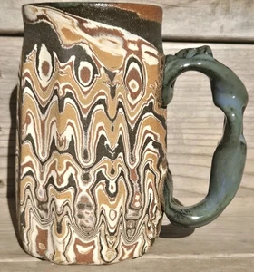 Rare Monk King Bird Pottery Mug  Signed Byroᴎ ( Byron T. Seeley )  Agateware WY - Picture 1 of 18