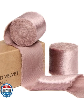 Vitalizart Pink Ribbon 1.5" Valentines Day Silk Like Ribbon Handmade Frayed E - Image 1 of 4